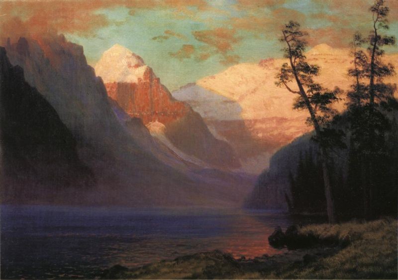 Albert Bierstadt Evening Glow, Lake Louise